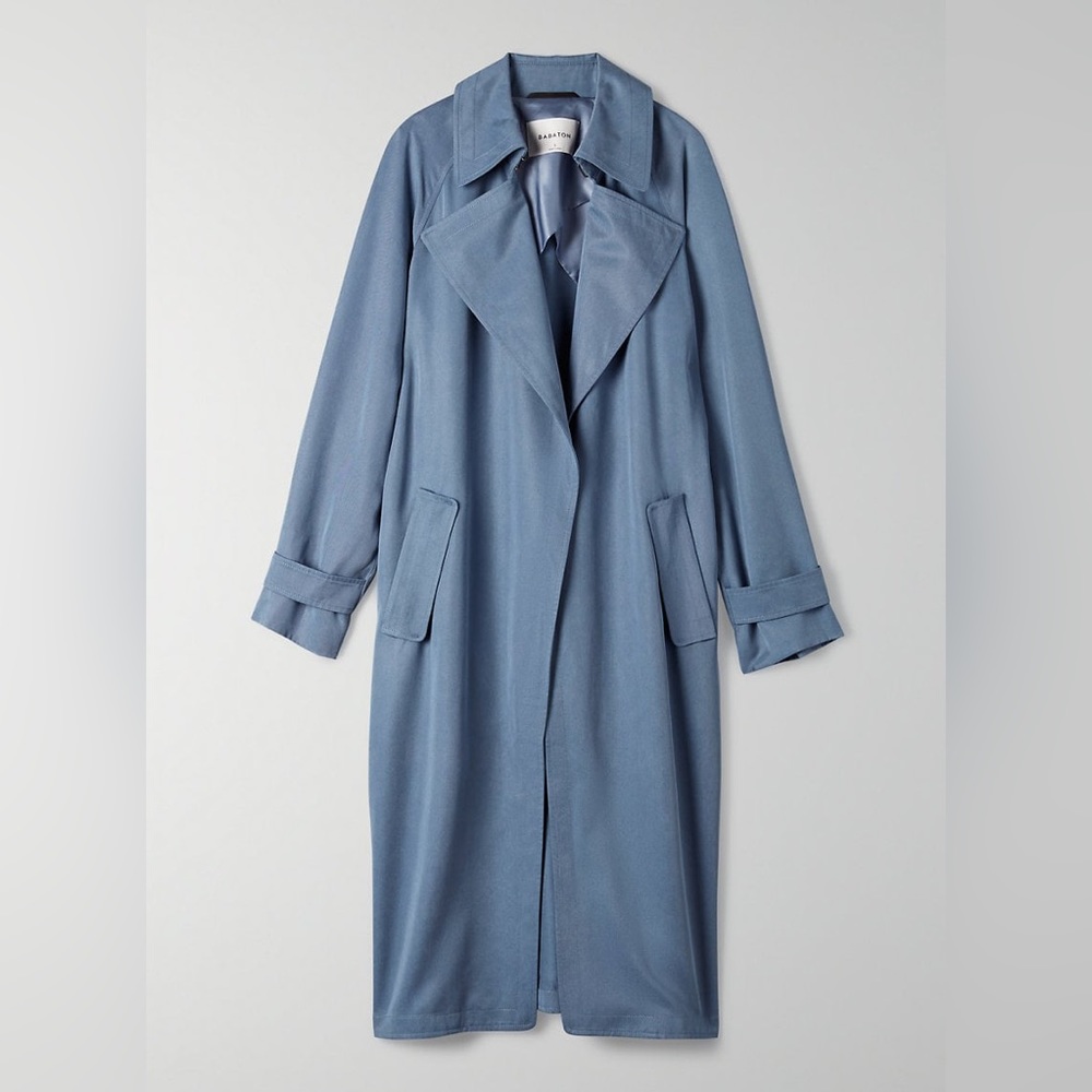 Aritzia Lawson Trench Coat in Blue Size Small